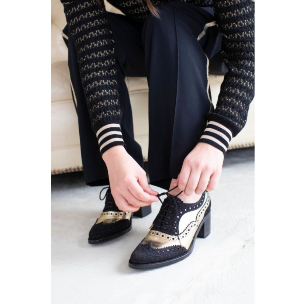 Elegant Black and Gold Women's Heels